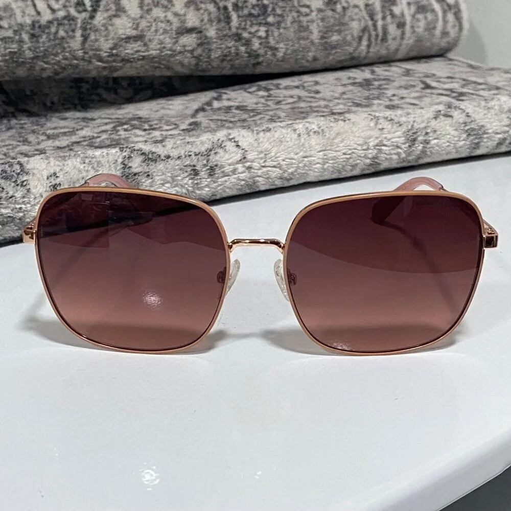 NEW Kenneth Cole Boho Gradient Square Lens Sunglasses in Rose Gold